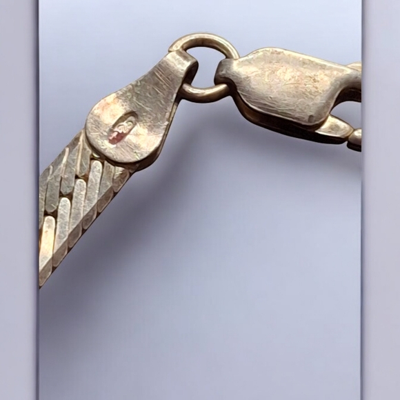 Vintage Sterling Silver 925 Italian VIOR Designer Herringbone Chain Bracelet - Picture 5 of 10